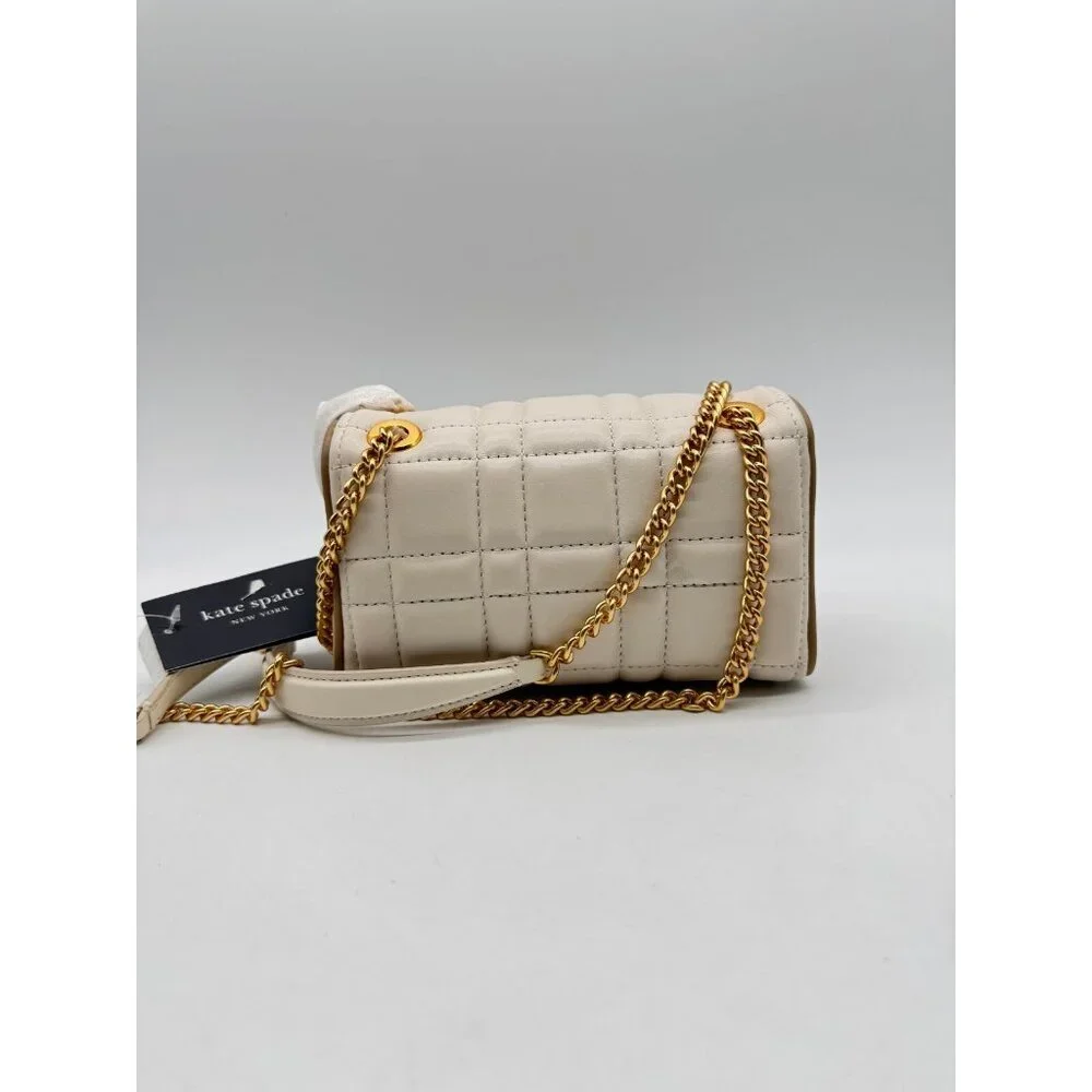 KATE SPADE NY Evelyn quilted leather mini shoulder crossbody + Dust bag IVORY